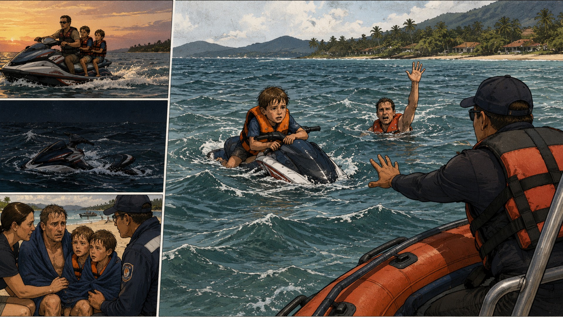 Liburan Berubah Mencekam, Ayah dan Dua Anak Hilang di Laut Thailand Selama 16 Jam