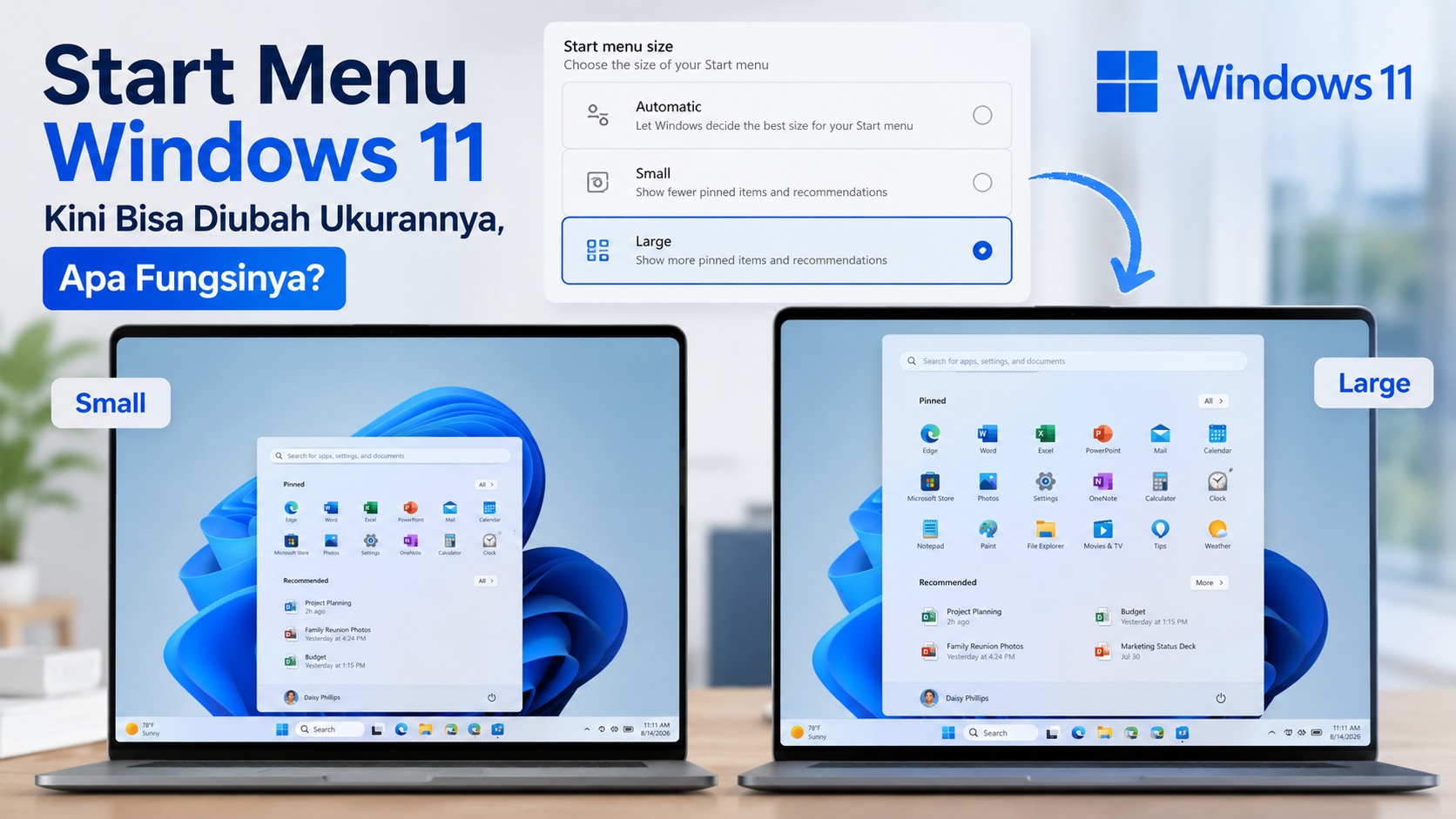 Windows 11 Tambah Opsi Ukuran Start Menu, Pengguna Kini Punya Lebih Banyak Kontrol