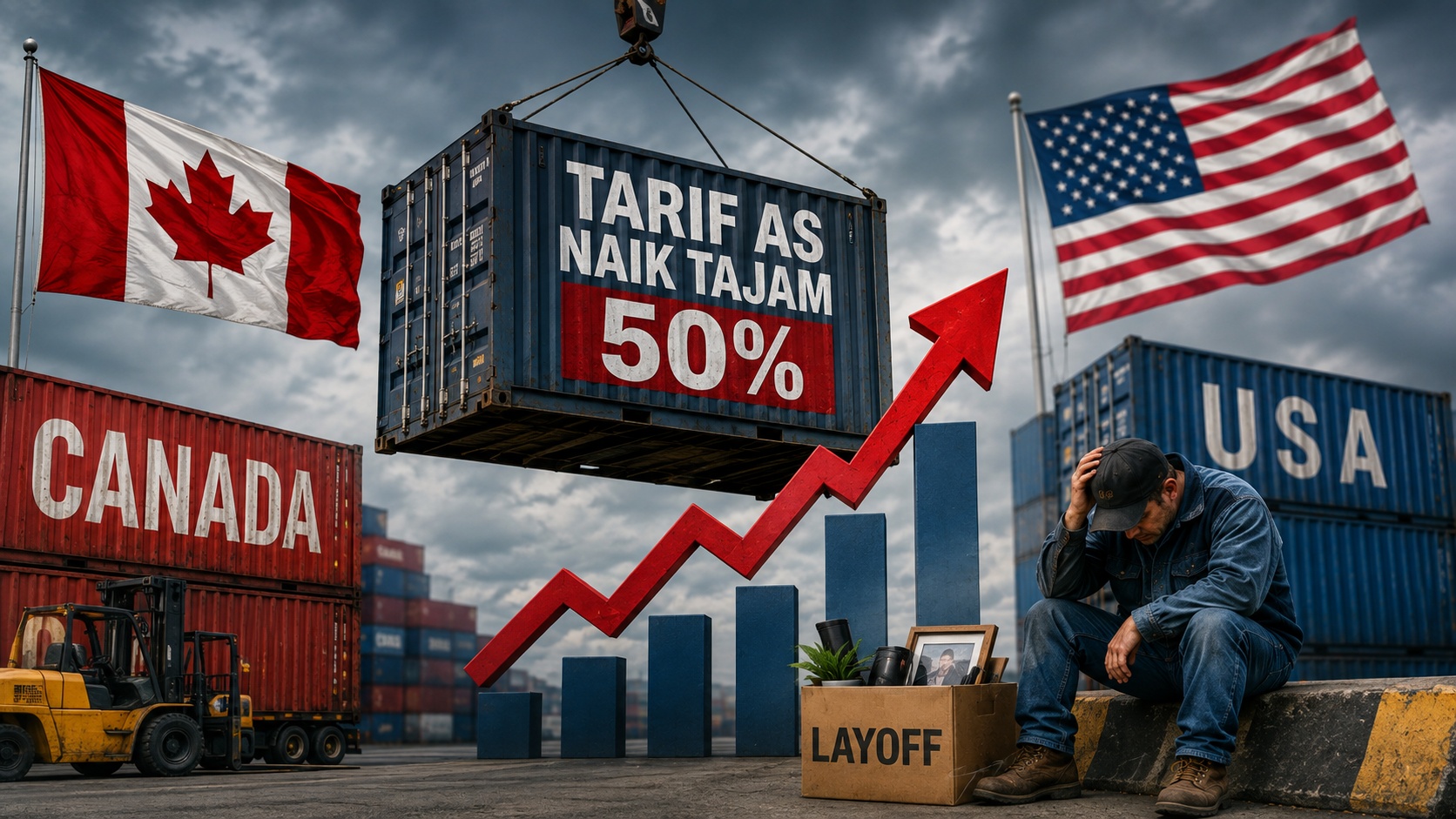 Perang Tarif AS-Kanada Memanas, Lapangan Kerja Mulai Tertekan