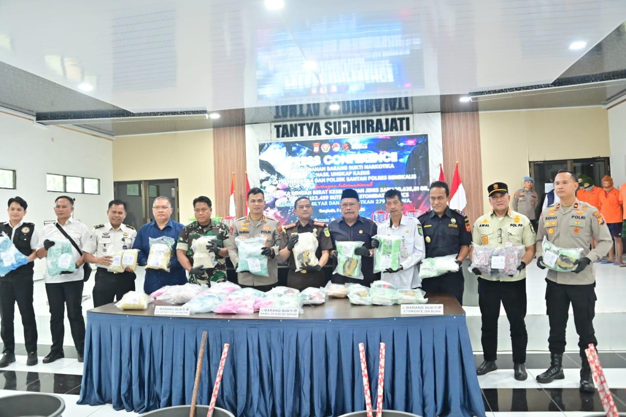 Polres Bengkalis Musnahkan Narkoba Rp80 Miliar, 279 Ribu Jiwa Terselamatkan
