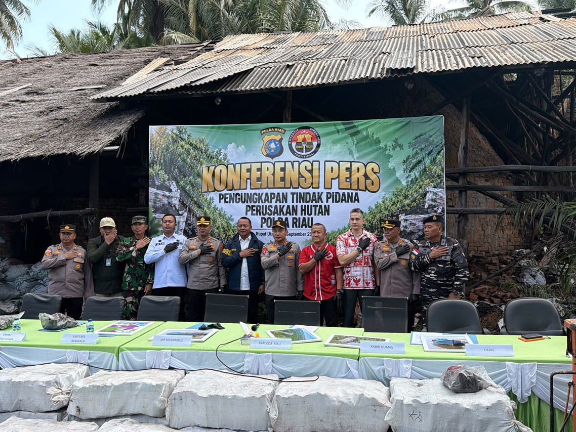 Polda Riau Bongkar Penyelundupan 140 Ton Arang Mangrove Ilegal ke Malaysia