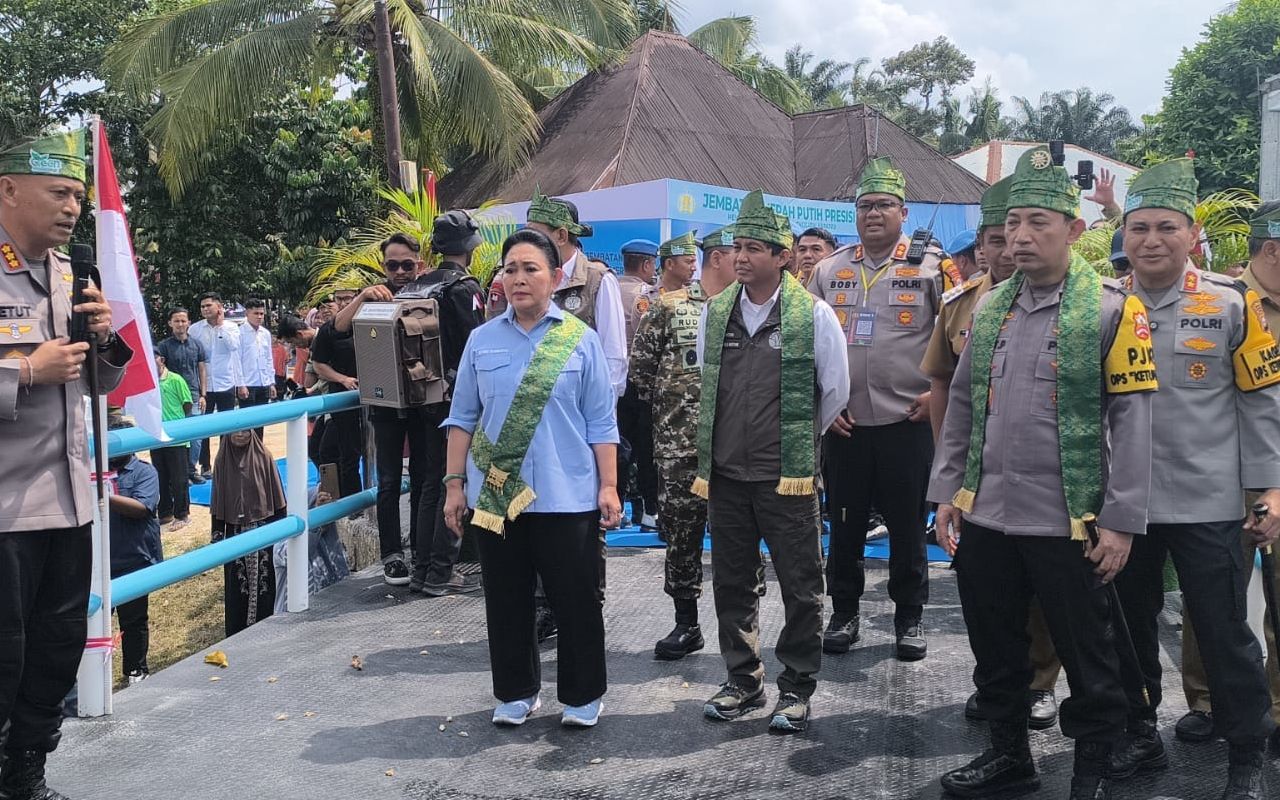 Kapolri-Titiek Soeharto Resmikan-Groundbreaking 110 Jembatan Merah Putih Presisi Riau