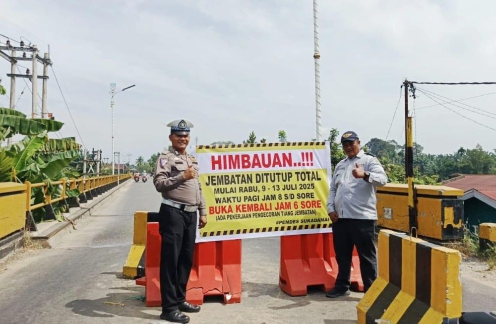 Perbaikan Jembatan Sungai Rokan, Lalu Lintas Ditutup Total dan Dialihkan ke Jalur Alternatif