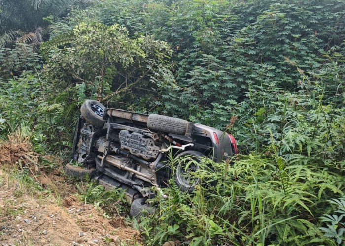 Aksi Kejar-kejaran, Mobil Fortuner Milik Pengedar Sabu Terbalik di Rokan Hilir
