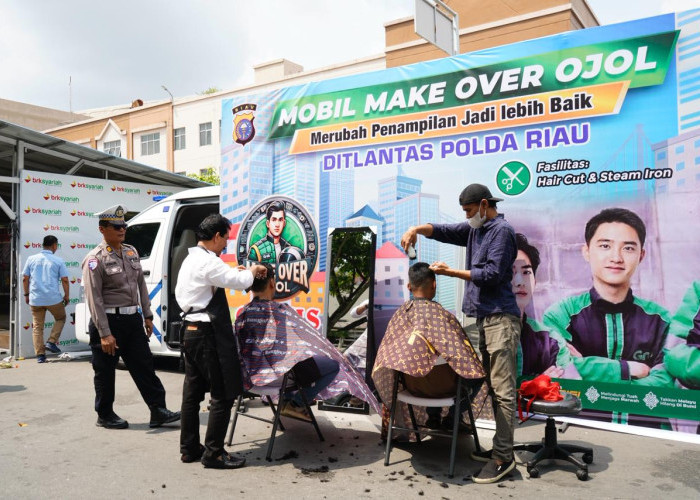 Ditlantas Polda Riau Sulap Driver Ojol Jadi Glow Up Lewat Mobil Make Over