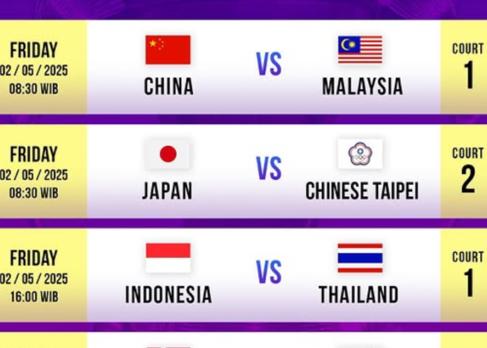 Jadwal Perempat Final Sudirman Cup 2025, Indonesia vs Thailand