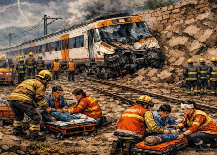 Badai Picu Kecelakaan Kereta, Masinis Tewas dan 37 Penumpang Luka-luka